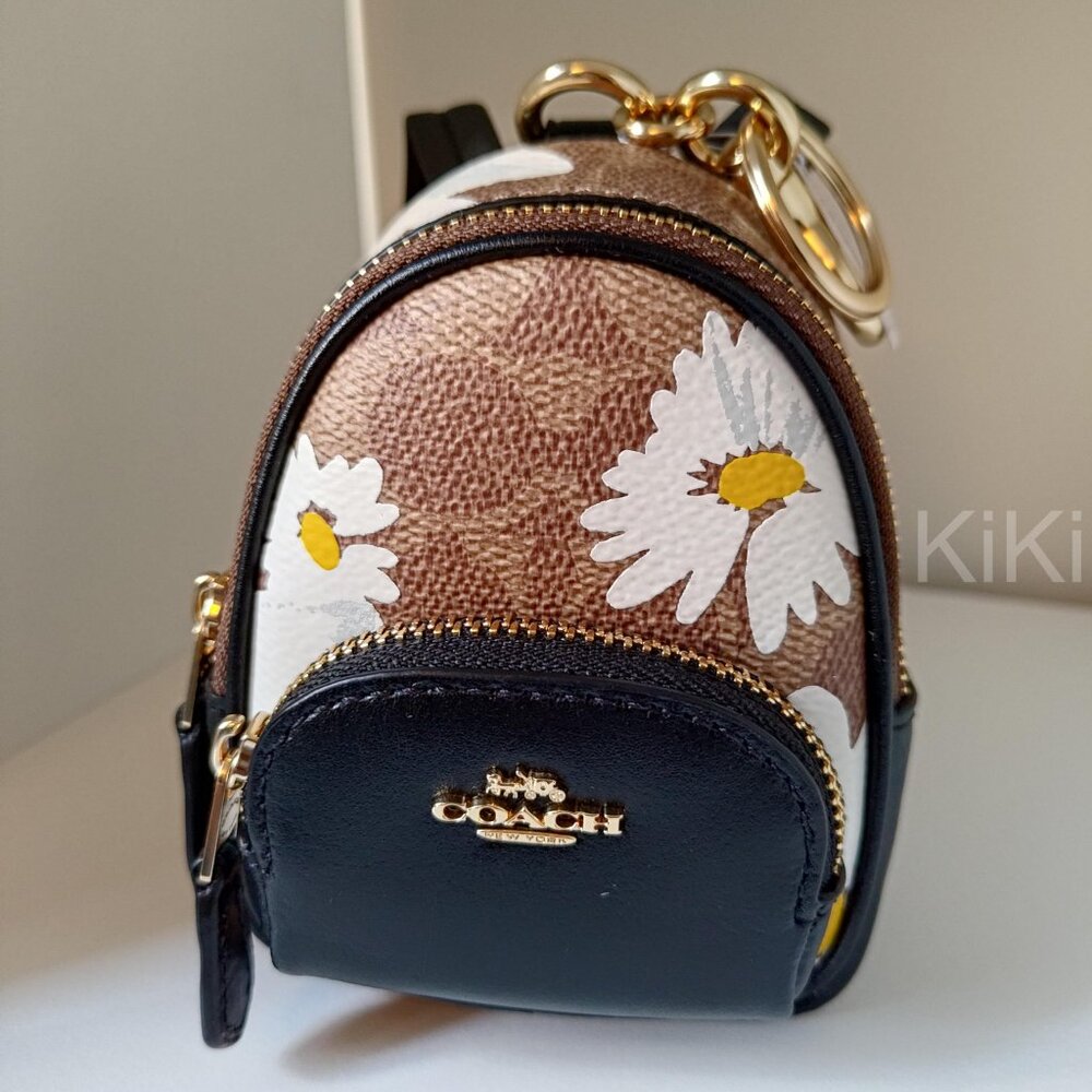 Coach Mini Court Backpack Bag Charm In Signature Canvas With Floral Print CZ602 - Picture 3 of 14